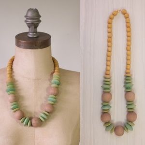 vintage wooden necklace | 1980s wooden necklace